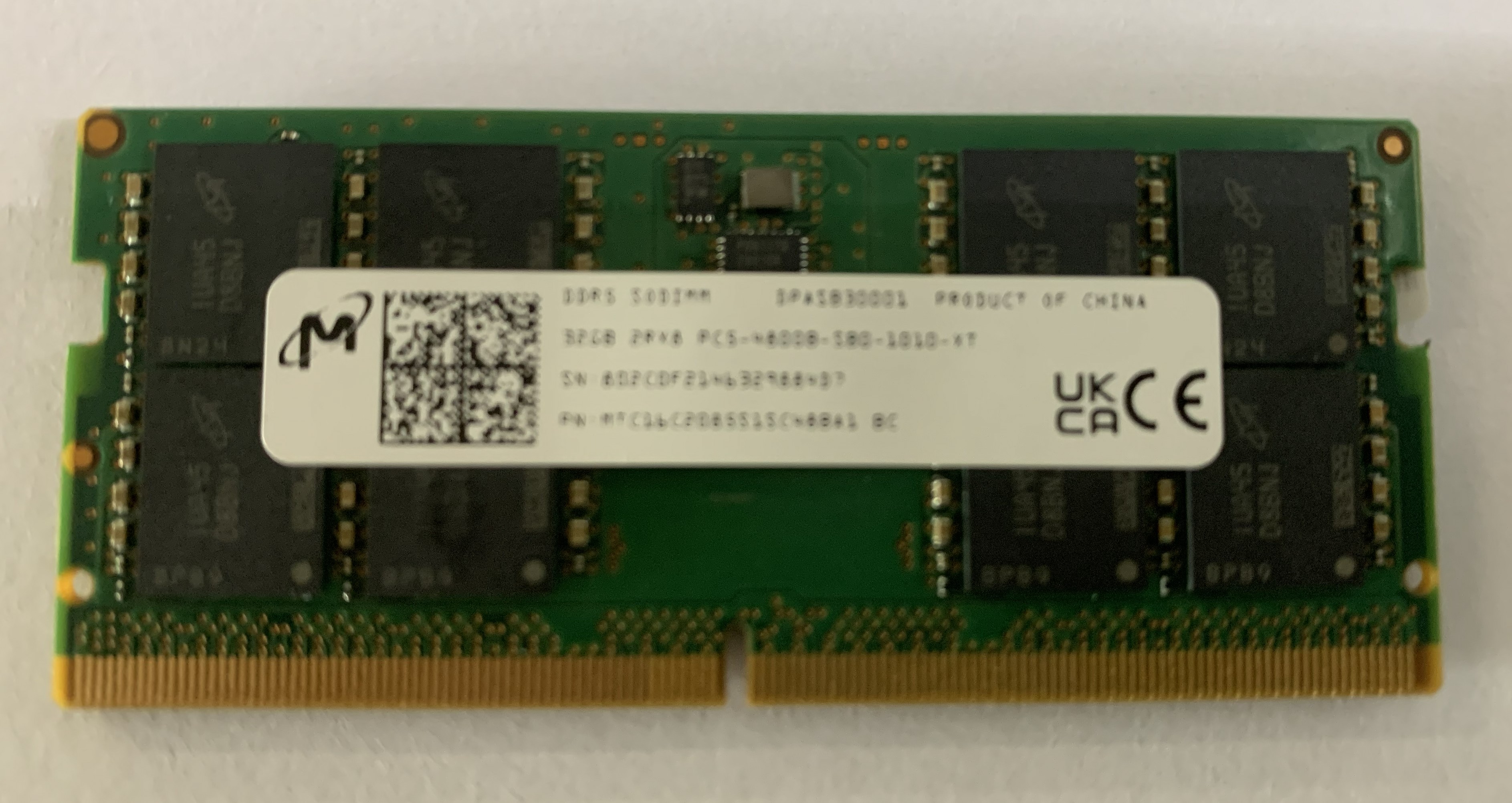 Micron 32GB DDR5 SODIMM 2Rx8 PC5-4800B-S80-1010-XT DPASB30001 Nr.1