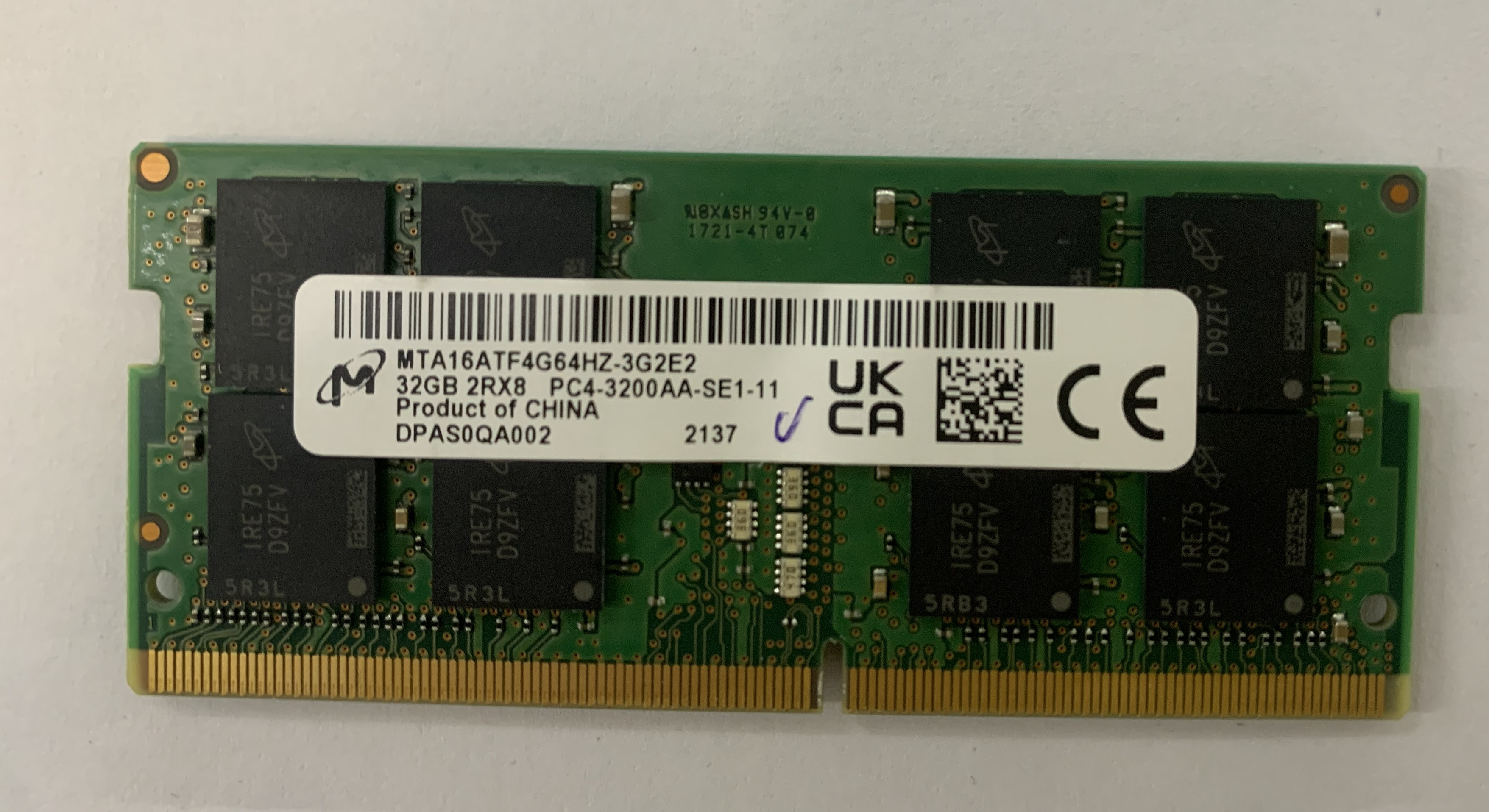 Micron 32GB DDR4 SDRAM SODIMM 2RX8 PC4-3200AA MTA16ATF4G64HZ-3G2E2 Nr.2