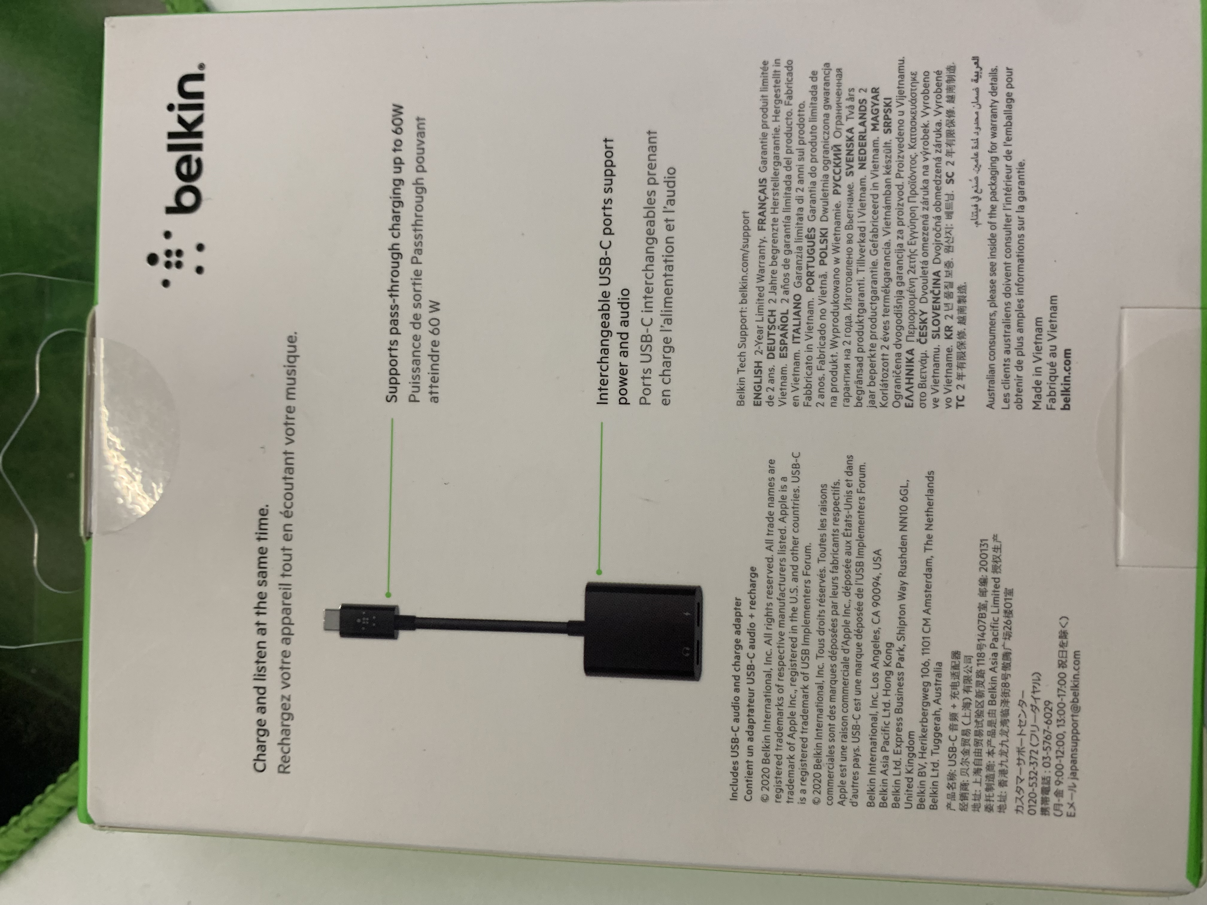 Belkin USB-C  Audio + Charge Ladeadapter ,  F7U081btBLK, schwarz  OVP+ NEU