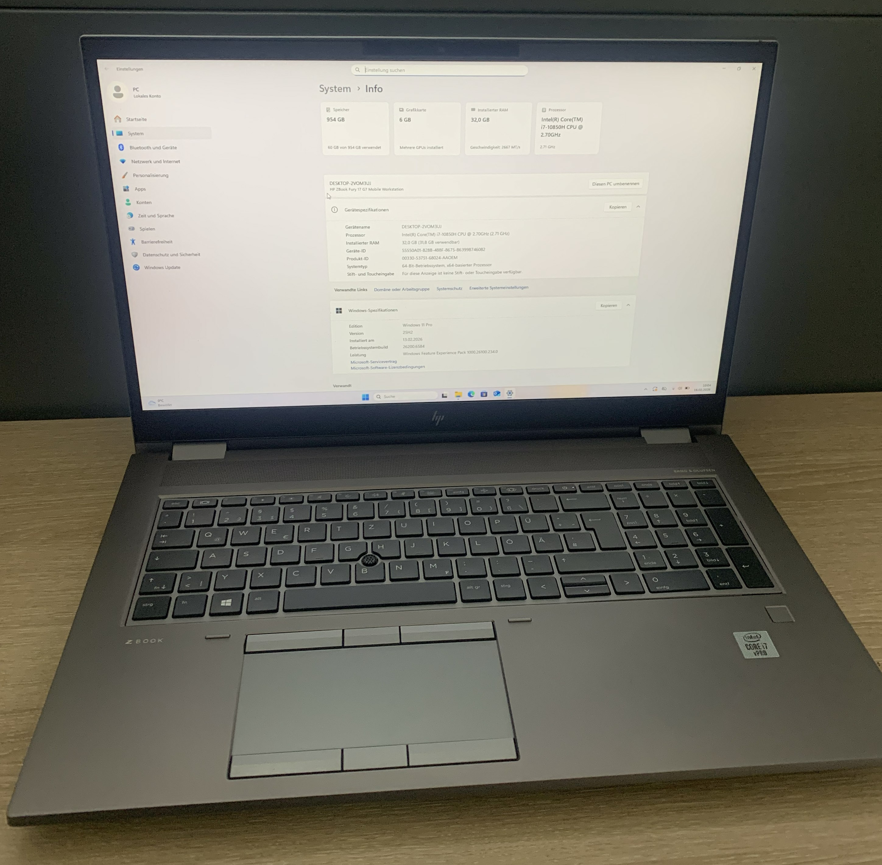 HP ZBook Fury 17 G7 i7-10850H 32GB 1TB NVMe RTX 3000 6GB CAM W11 Biospassword1