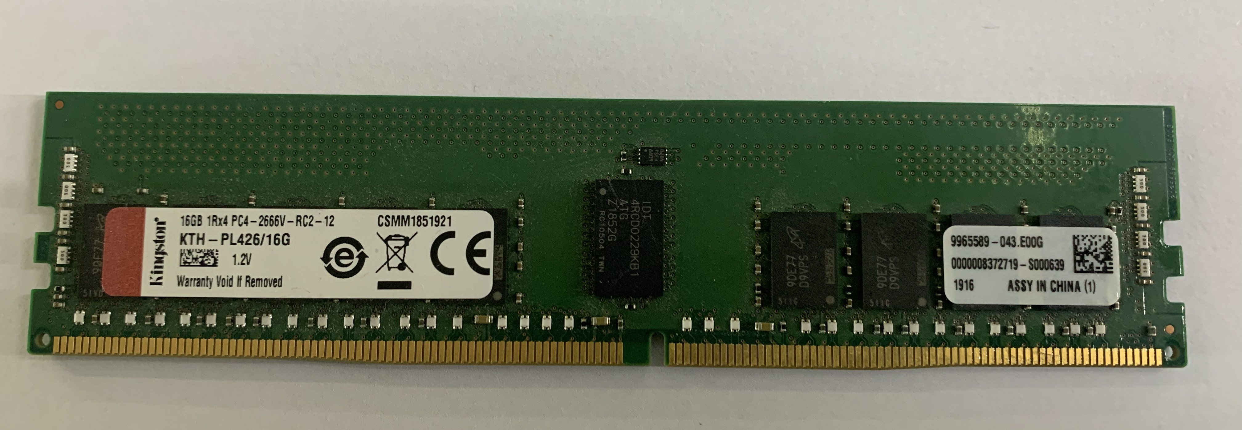 Kingston 16GB DDR4 ECC RDIMM  1Rx4 PC4 2667 KTH - PL426/16G für Server Nr.2