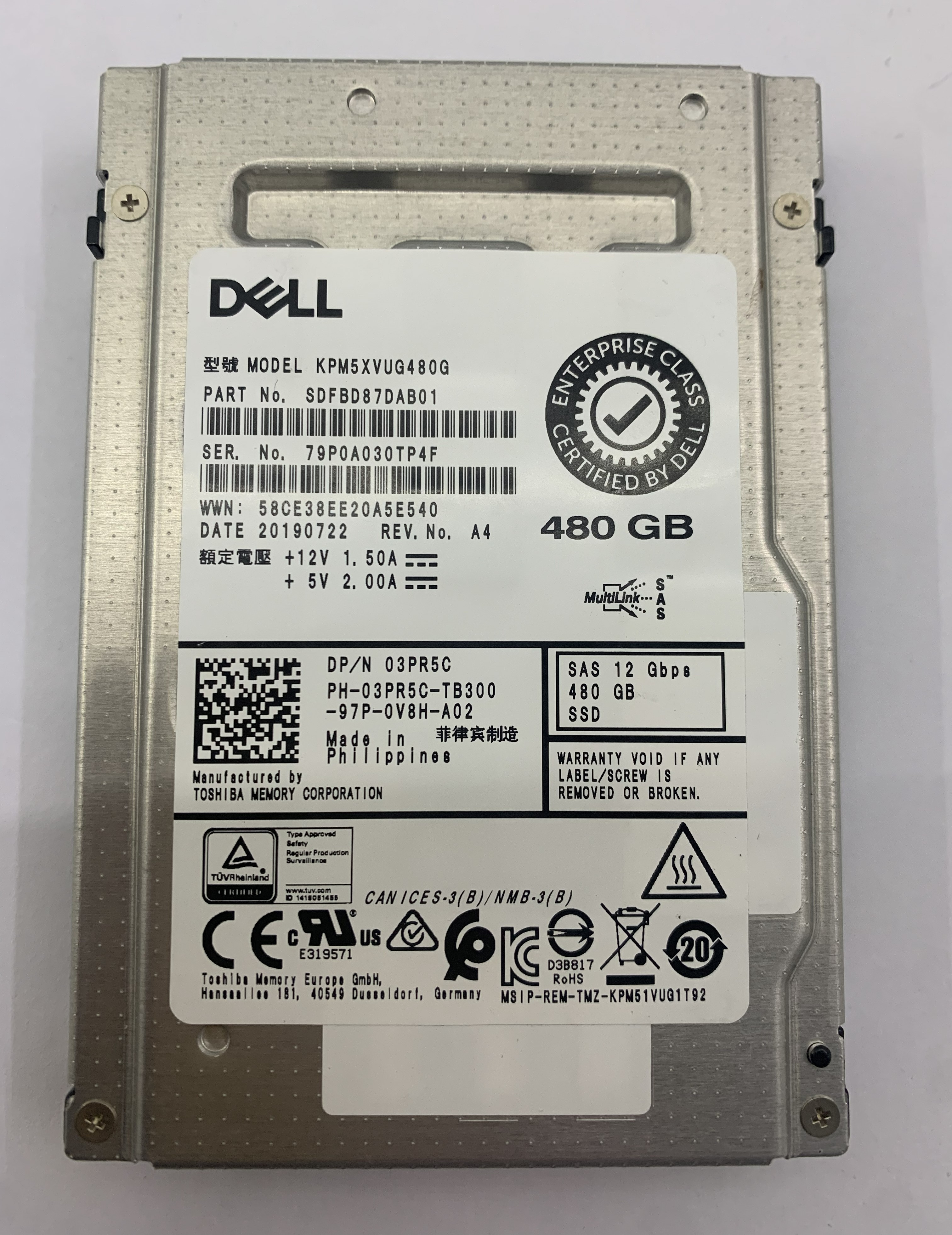 Dell  2,5" SAS 480 GB  Festplatte 12 Gbps  KPM5XVUG480G Server SSD Nr.2