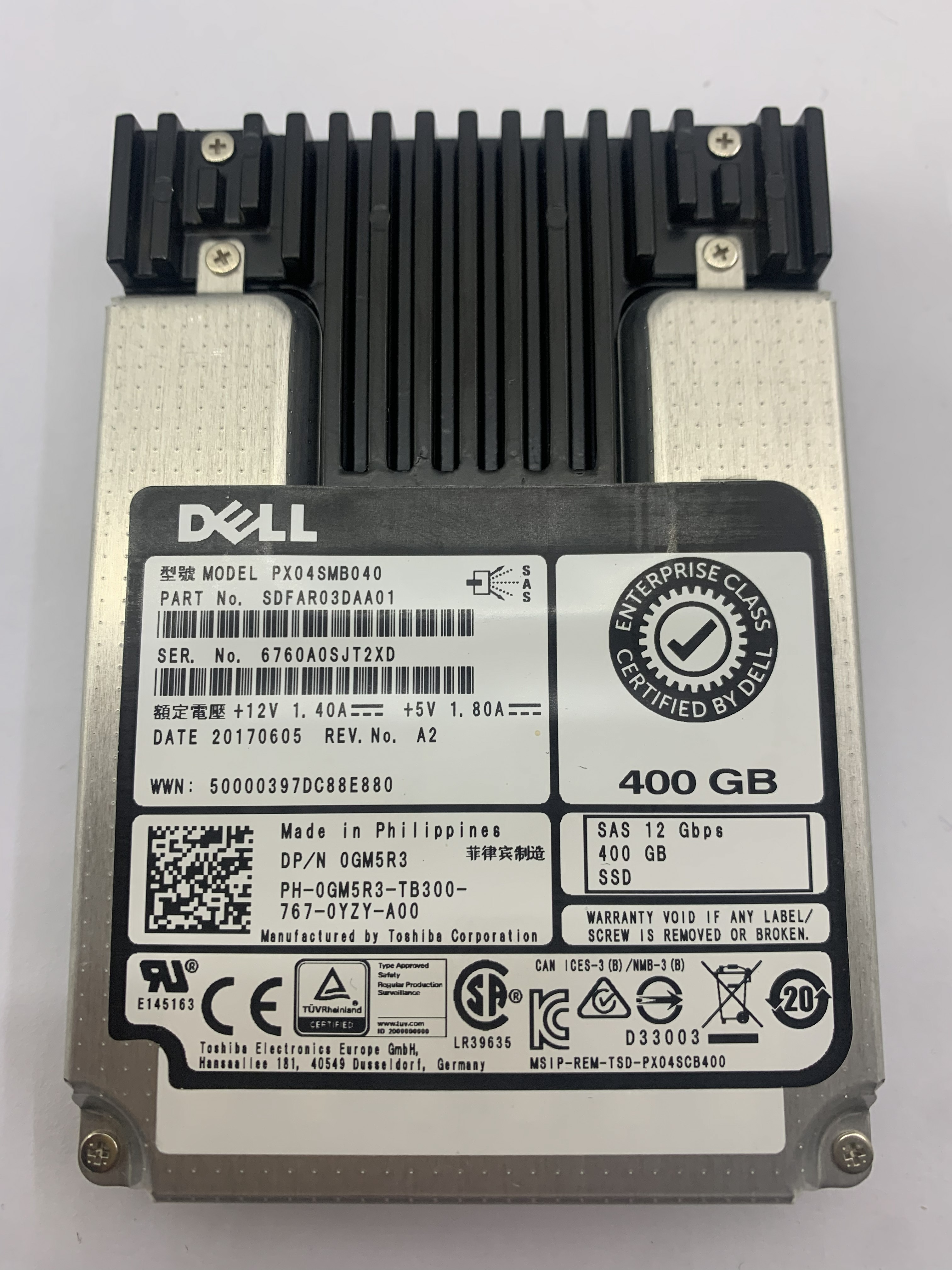Dell  2,5" SAS 400 GB  Festplatte 12 Gbps  PX04SMB040 Server SSD Nr.1