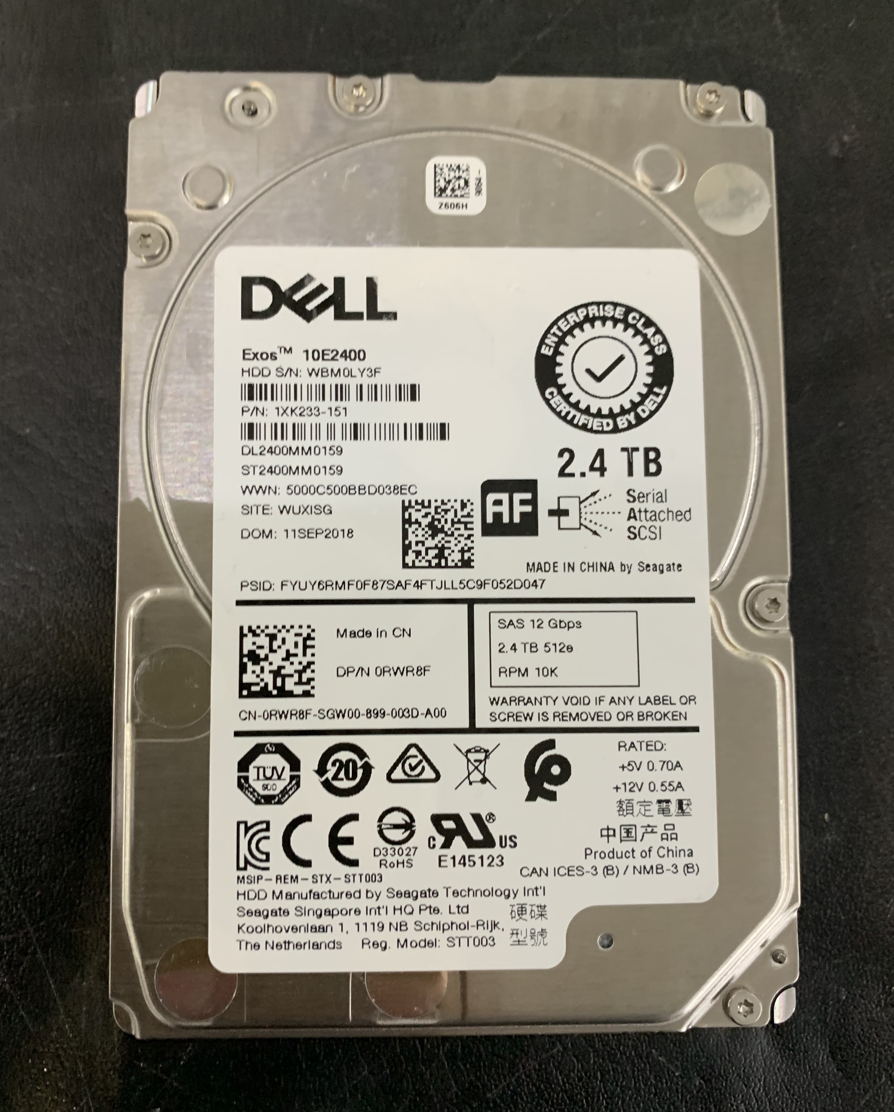   Dell Seagate Exos 10E2400 2,4 TB 512e  2,5" SAS Festplatte 12 Gbps 10K RPM
