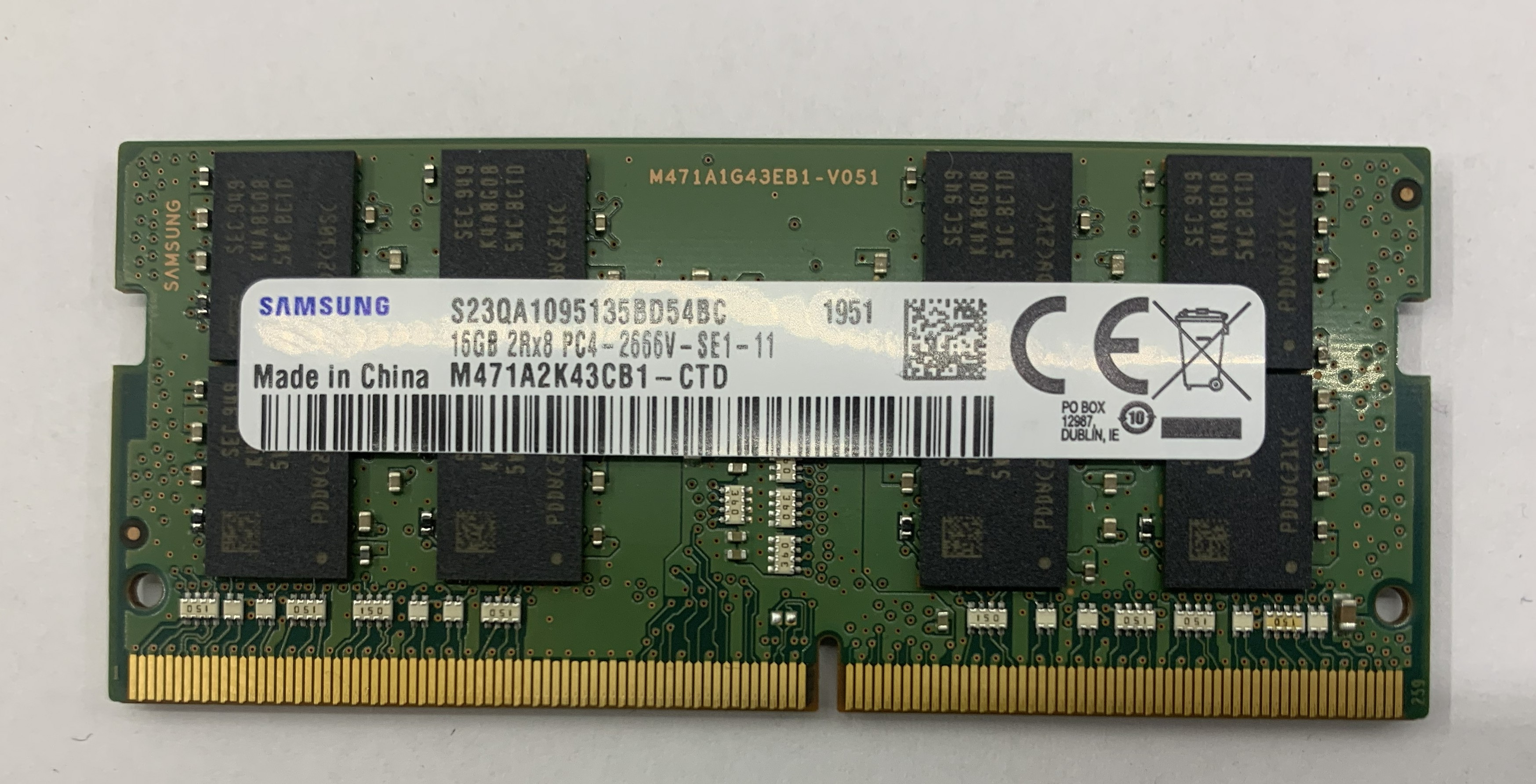 Samsung 16GB DDR4 RAM 2666 2RX8 PC4-2666V M471A2K43CB1 für Notebook Nr.48